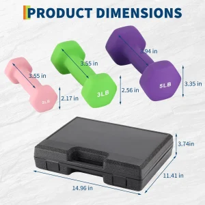 Dumbbell Set for Women and Men, Neoprene Dumbbell Free Hand Weight Set for Home Gym, Packed in Pairs
