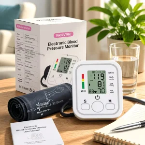 Upper Arm Blood Pressure Monitor Automatic Digital Heart Rate Pulse Meter Sphygmomanometer Tonometer with Large LCD Display