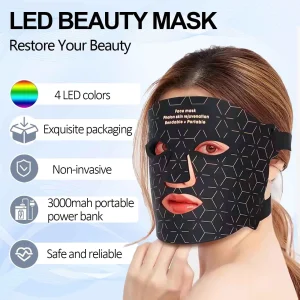 4 Modes Portable Led Face Mask Light Therapy for Anti-Aging Wrinkles Skin Rejuvenation Home Use Red Light Therapy for Face