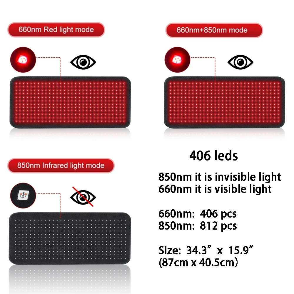 406 LEDs Red Light Therapy Heating Mat Pad - Image 3