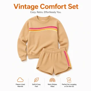 Trendy Women's 2 Piece Striped Sweatshirt - Thumbnail Image 3
